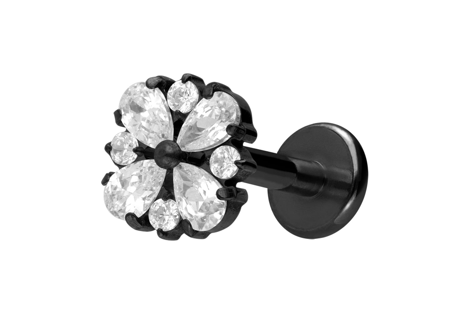 Titan Labret Piercing mit Innengewinde KRISTALLORNAMENT